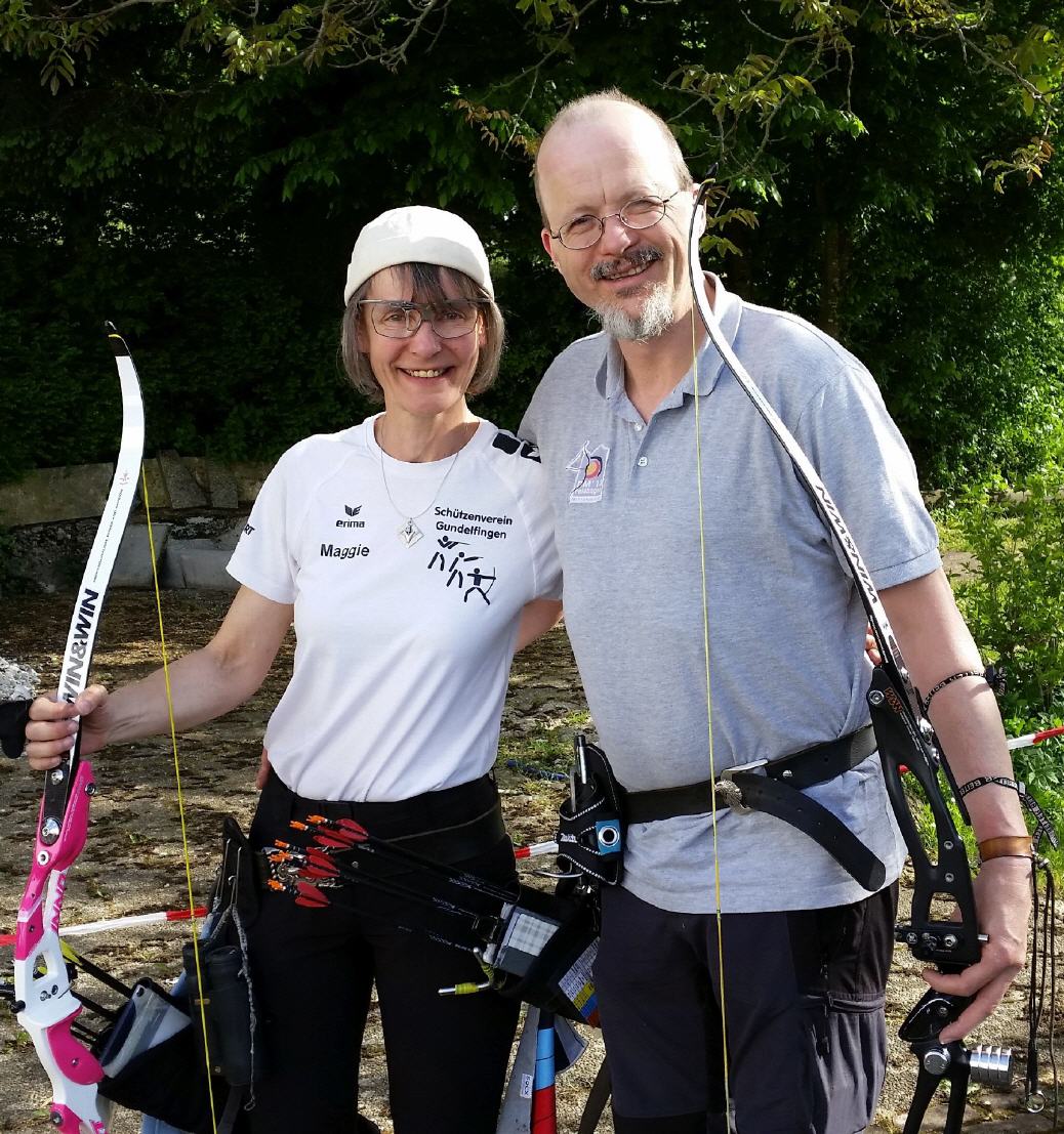 Maggie und Klaus Chudasch von den Bogenschützen Gundelfingen bei der BZM Feld 2018